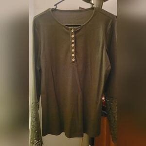 Ladies 90s Grunge Olive Green Shirt